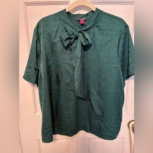 Vince Camuto short sleeve blouse, jade green, size XXL